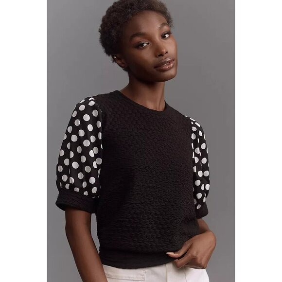 Anthropologie Porridge Puff-Sleeve Polka dot Pullover Top 3X - Picture 2 of 4